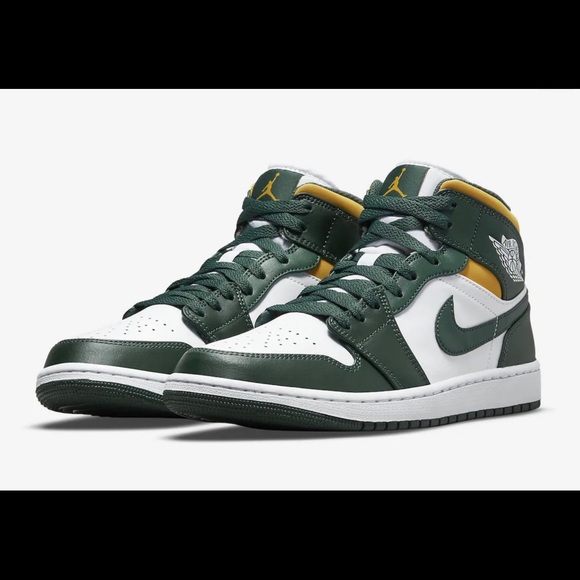 Nike Air Jordan Mid Shoes Sonics Green Yellow White 554724-371